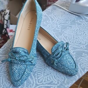 Lovely Teal Tweed Flats